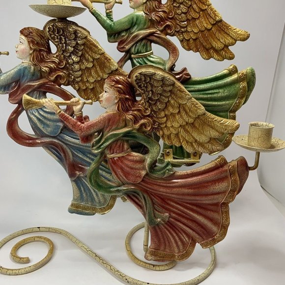 Herald Angels Christmas Angel Candle Holder Candelabra 3 Candles Smithsonian - Picture 4 of 13